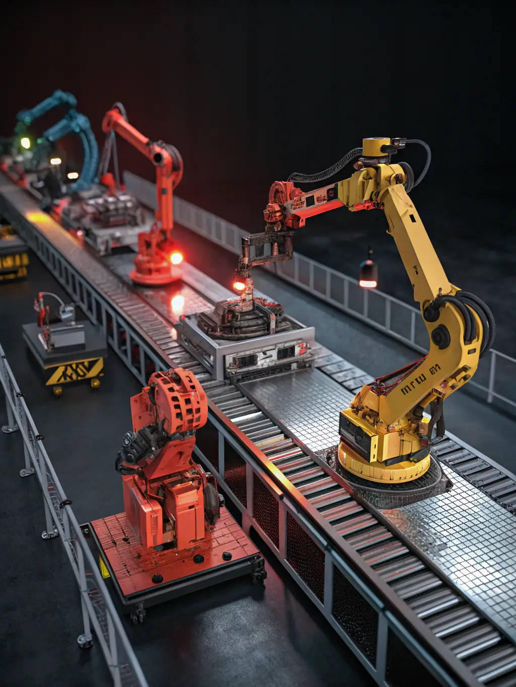 A busy manufacturing plant floor with automated machinery and workers, symbolizing the manufacturing industry's reliance on efficient IT systems.