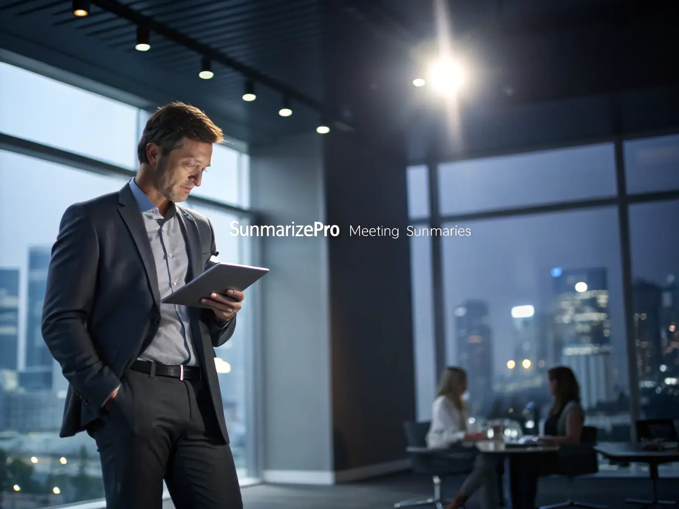 An image illustrating a business executive focusing on strategic planning, with IT infrastructure seamlessly supporting their decisions, symbolizing a focus on core business activities.