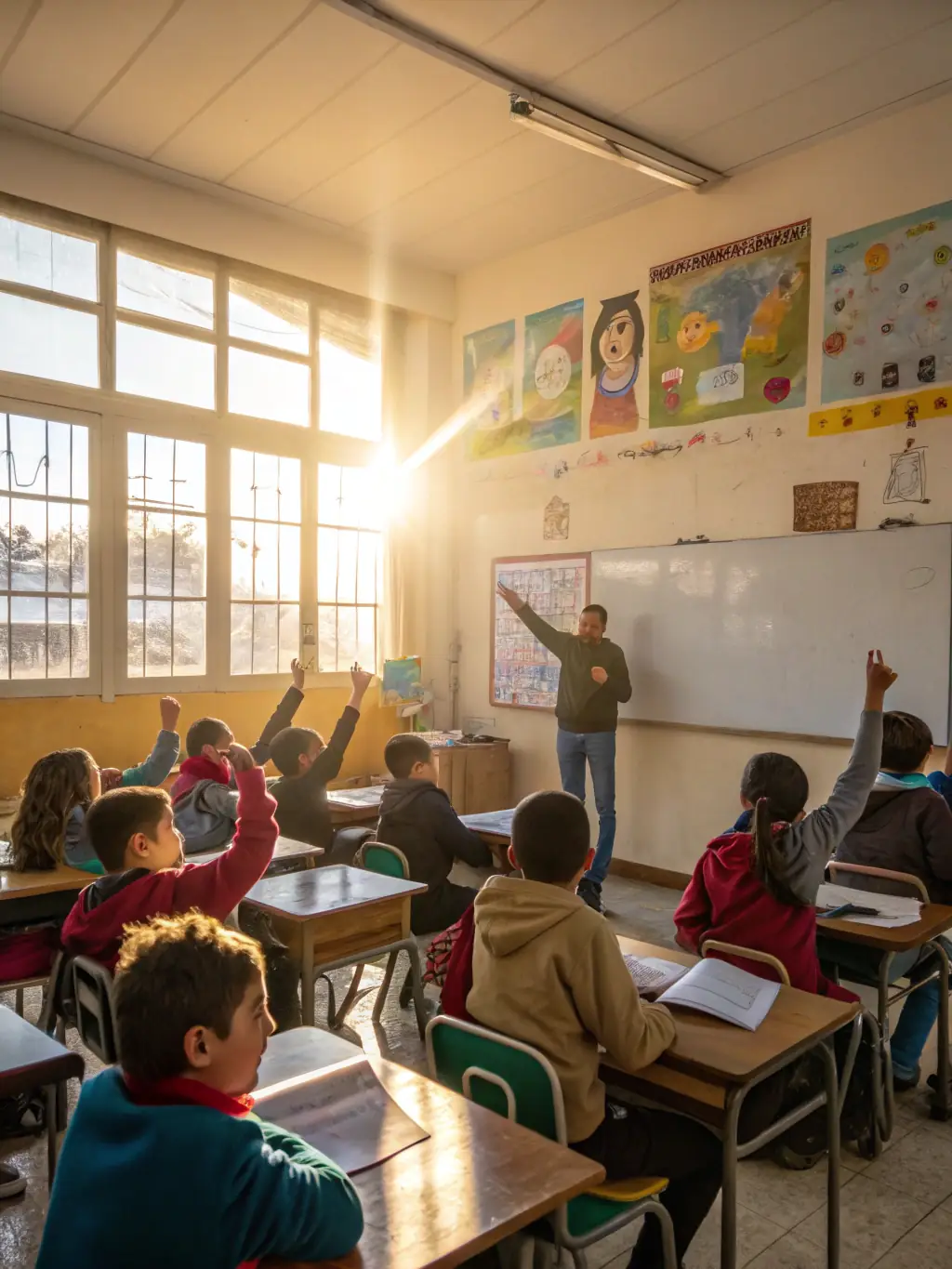 A classroom with students using laptops and interactive whiteboards, representing the education sector's need for innovative IT solutions.
